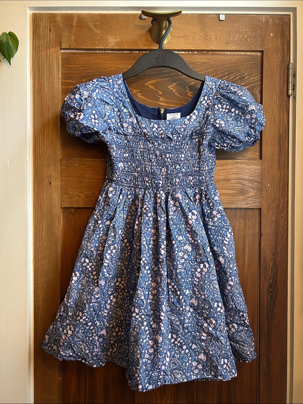 Liberty of London for J. Crew Blue Floral Smocked Puff-Sleeve Kids Dress